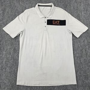 Emporio Armani EA7 Polo Shirt Mens 2XL Off White Short Sleeve Logo Performance